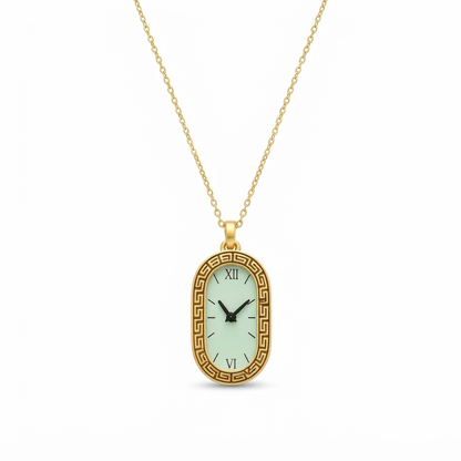 Vintage Clock Pendant Necklace